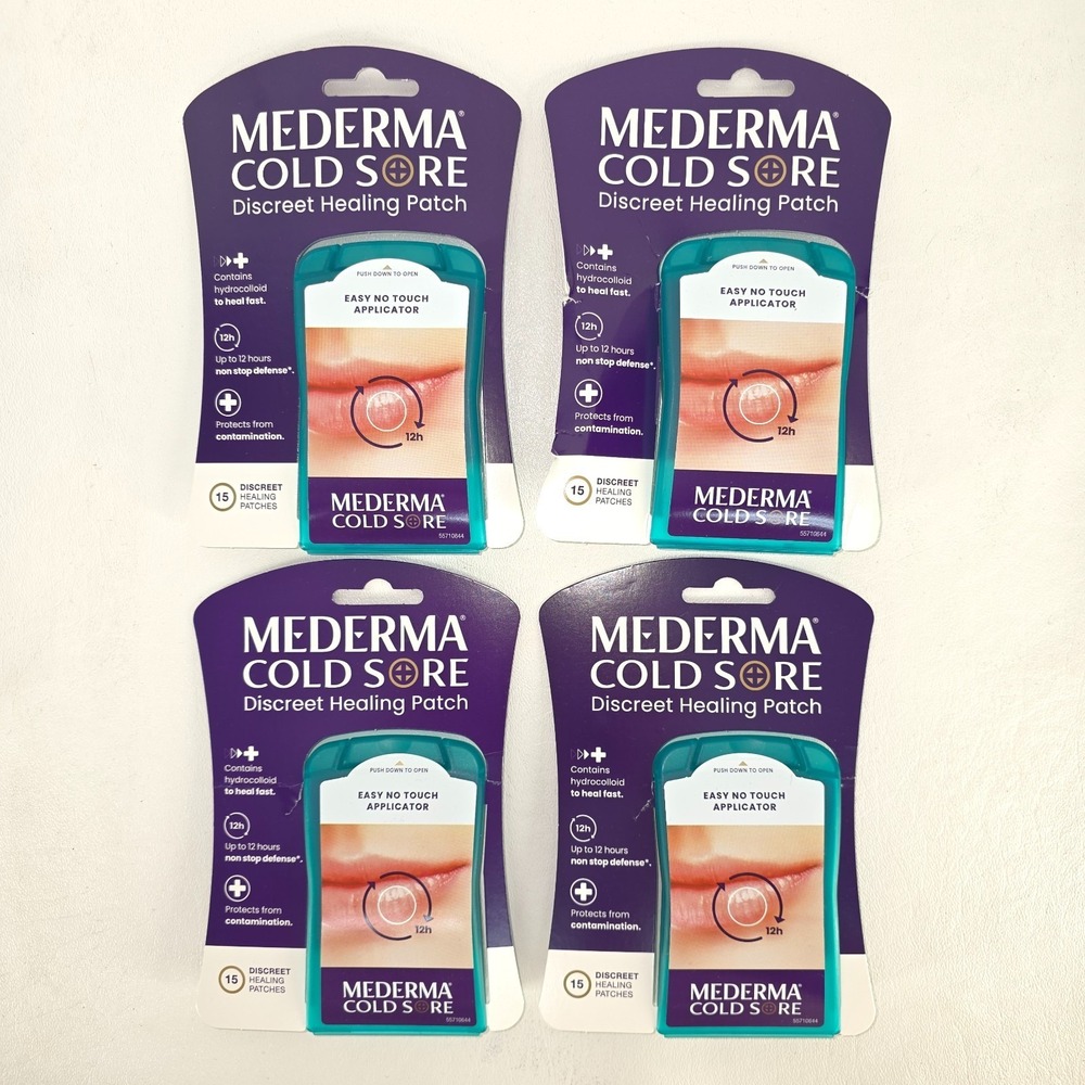 4x Pack Mederma Cold Sore Hydrocolloid Discreet Healing Patch 15 ct ea Exp 07/27